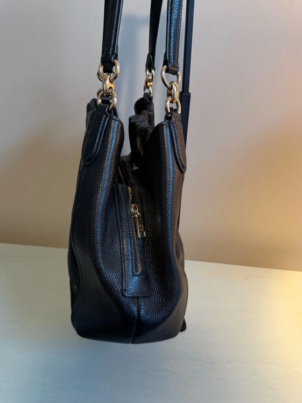 Coach Maya Black Leather Shoulder Bag EUC C1454